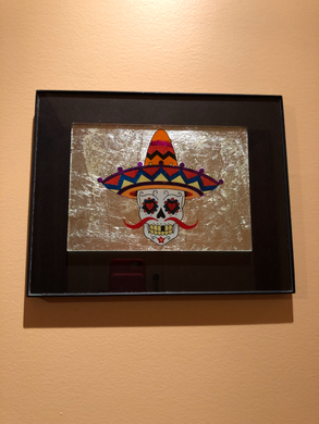 FRAMED-D O D- SKULL WITH SOMBRERO