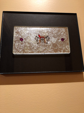 FRAMED-D OD-2 ROSES/SKULL/AX/FEATHERS/SMALL