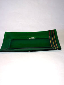 LONG PLATE- CLEAR GREEN WITH COPPER STRIPS