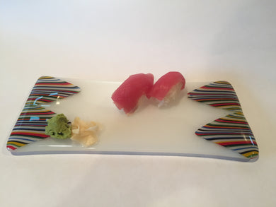 SUSHI PLATE-WHITE WITH STRIPS