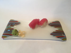 SUSHI PLATE-WHITE WITH STRIPS