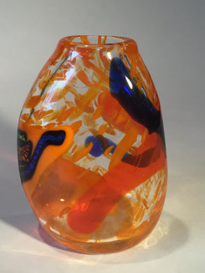 VASE-ORANGE WITH CLEAR AND STRIPS