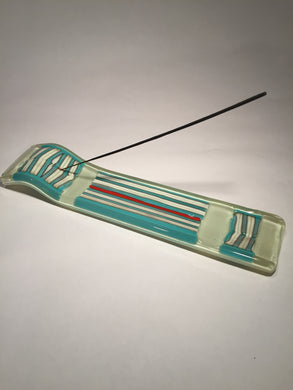 INSENSE BURNER-BLUE ON WHITE RED STRIP