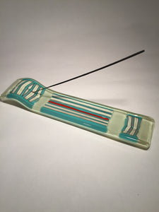 INSENSE BURNER-BLUE ON WHITE RED STRIP
