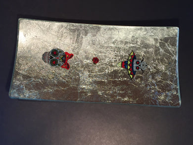 DAY OF THE DEAD-LONG PLATE  SKULLS9 BOW & SOMBREO