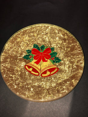 CHRISTMAS PLATE- GOLD BELLS