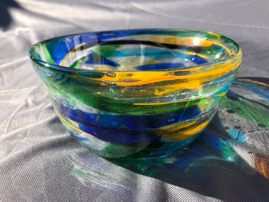bowl- mixed green, blue,clear
